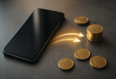 Ilustração editorial de celular desligado e transferência bancária relacionada ao encerramento das bets no Brasil